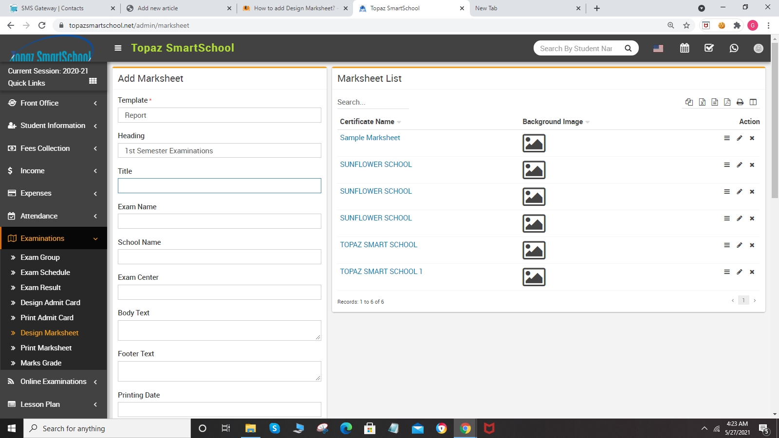 How to add Design Marksheet